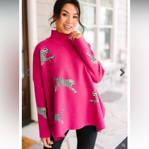 Entro Hot Pink Cheetah Sweater Size 1X